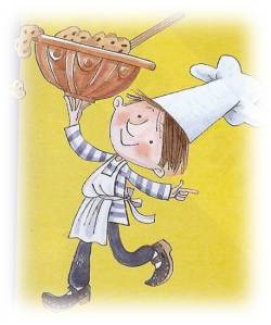 Emyr Rhys in chef's hat