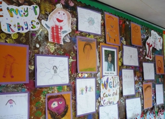 A great 'Welsh Cakes and Custard' wall display by Year 2, Ysgol-y-Castell, Kidwelly