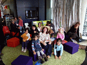 Wendy in the children's area at Cardiff Central Library